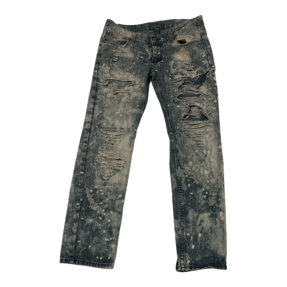 GS-115 Bleach Spattered Distressed Y2K Look Mens Size 32 Jeans H4